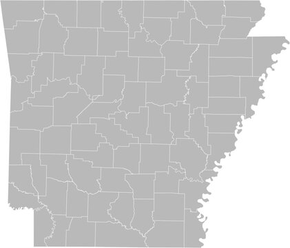 Arkansas vector map with county boundaries (Web Mercator projection, PPT-compatible & fully editable)