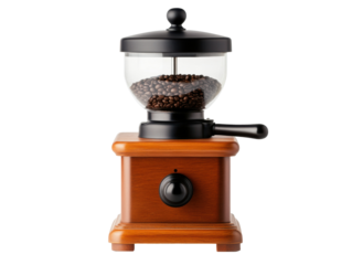 Classic coffee grinder for fresh coffee beans and brewing, cut out