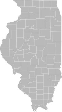 Illinois vector map with county boundaries (Web Mercator projection, PPT-compatible & fully editable)