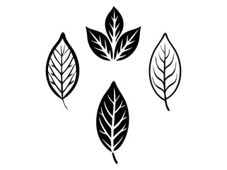 Simple black and green leaf silhouettes for design elements. Silhouette Leaves Against White Background, leaf, leaves, silhouette, black, green, nature,  organic, ecology, environment, illustration, g