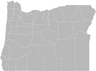 Oregon vector map with county boundaries (Web Mercator projection, PPT-compatible & fully editable)