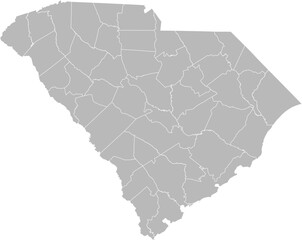 Obraz premium South Carolina vector map with county boundaries (Web Mercator projection, PPT-compatible & fully editable)