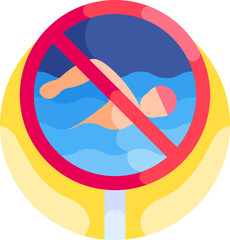 no swimming illustration on a white background   