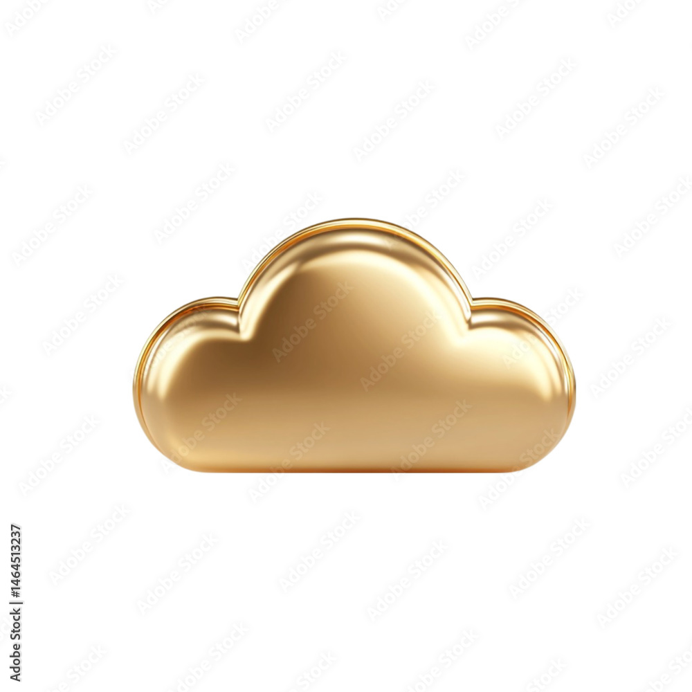Poster golden cloud icon digital technology symbol storage cloud computing data security