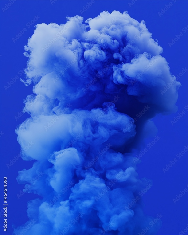Poster explosive blue abstract: captivating the eye with an abstract burst of swirling blue smoke, creating