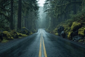 Obraz premium Misty rainforest road