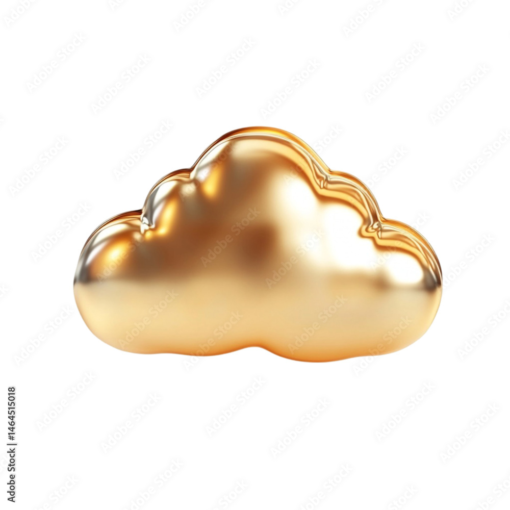 Poster golden cloud icon digital technology shiny smooth three dimensional rendering