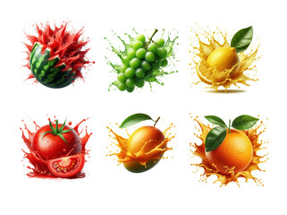 Explosive fruit and tomato juice burst