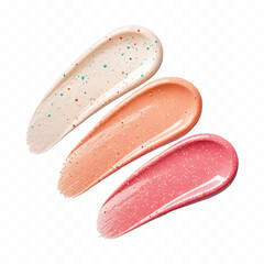 smooth glossy cosmetics swatches isolated on white background