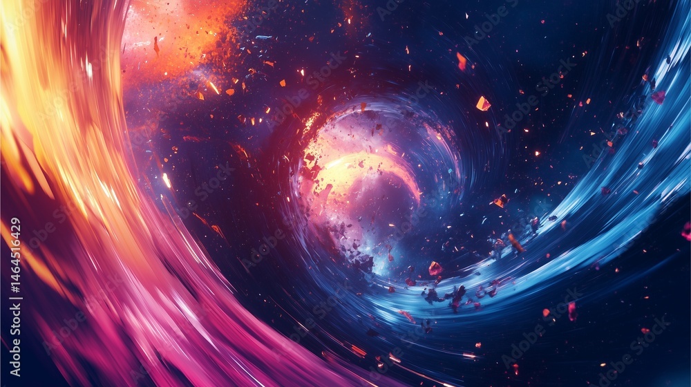 Poster cosmic dance of colors: a captivating image of swirling nebulae and cosmic dust in space, displaying