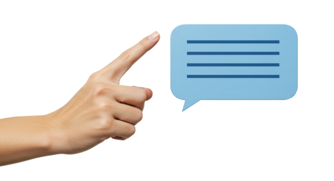 Isolated Finger Pointing at Speech Bubble - Powered by Adobe