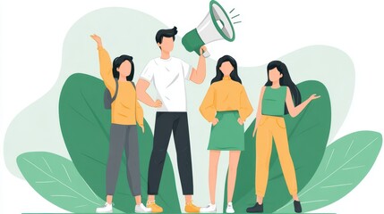 Diverse group of people promoting a message.