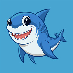 Fototapeta premium Adorable Cartoon Shark Illustration. A Happy Sea Creature