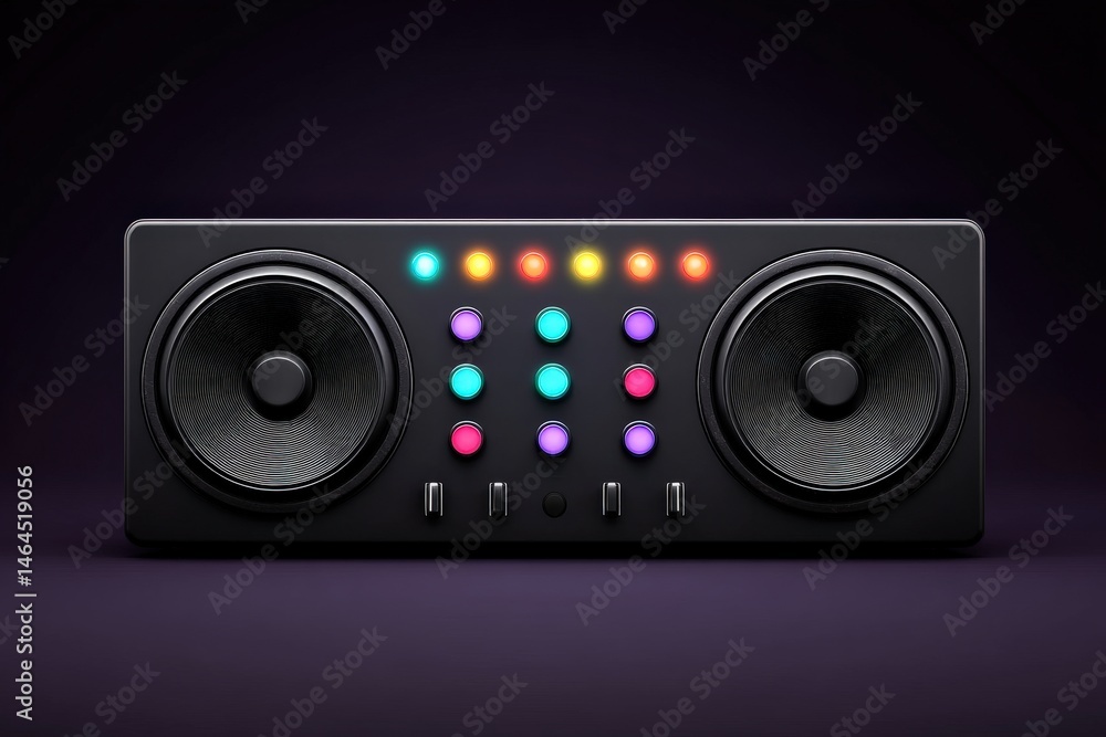 Poster dynamic audio mixer with colorful led lights showcasing a modern design suitable for music enthusias