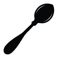 An elegant black silhouette of a sleek, modern spoon offers a culinary touch