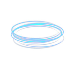Naklejka premium Glowing Blue Light Swirls and Speed Motion Lines. Circular Energy Ring, Futuristic Neon Podium, Portal Frame with Abstract Light Effect on Transparent Background for Tech or Sci-Fi Design
