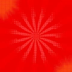 Red comic sunburst effect background with halftone. pop art comic style vector background. Suitable for templates, sale banners, events, ads, web and pages