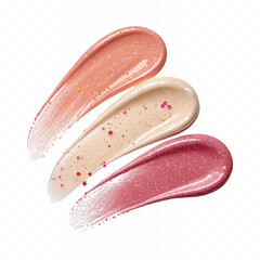 smooth glossy cosmetics swatches isolated on white background