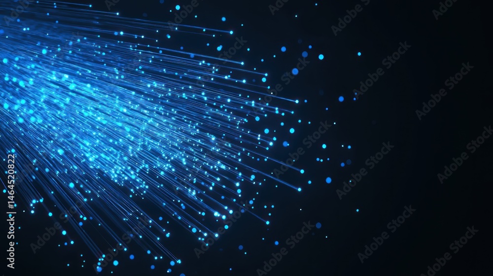 Poster glowing fiber optics data stream network connection