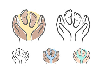 Baby Care Logo with Hands and Feet