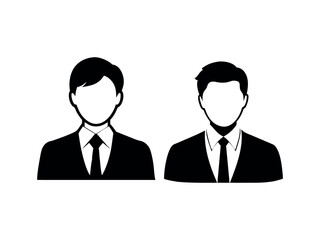 Businessman Profile Icons vector illustration, bundle black and white silhouette icons of men in business suits and ties. profile icons, business icons, user icons, avatar, simple icons, flat design,