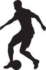 Dynamic Football Player Silhouette Vector Illustration – Action Sports Banner Graphic for Soccer Design and Creative Motion Concept