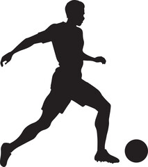 Dynamic Football Player Silhouette Vector Illustration – Action Sports Banner Graphic for Soccer Design and Creative Motion Concept