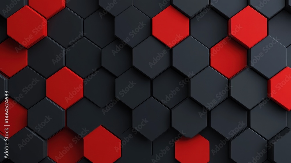 Poster abstract red and black hexagon pattern background