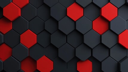 Abstract red and black hexagon pattern background