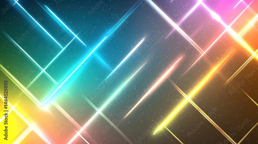 Poster dynamic abstract light streaks background colorful neon lines intersection