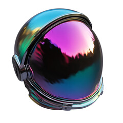 Iridescent astronaut helmet space exploration futuristic design