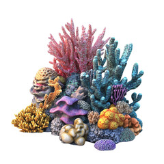 Fototapeta premium Vibrant coral reef scene showcasing diverse colorful corals and marine life a beautiful underwater world