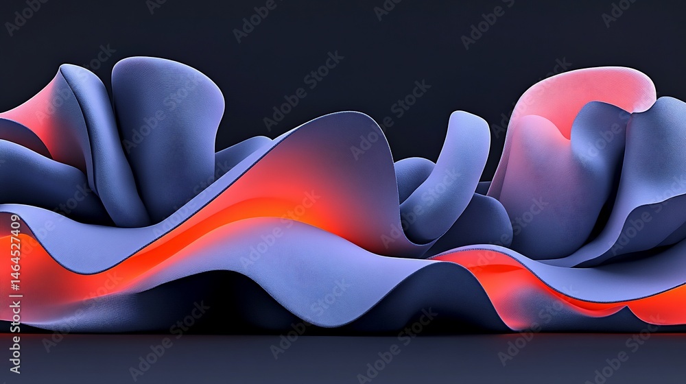 Poster abstract, vibrant gradient folds with dynamic light and subtle shadow detail