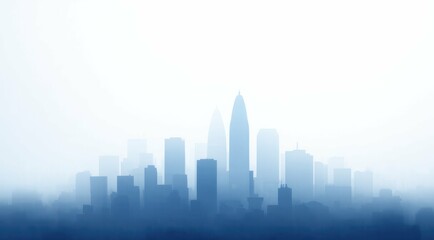 Fototapeta premium City skyline in the fog, urban architecture