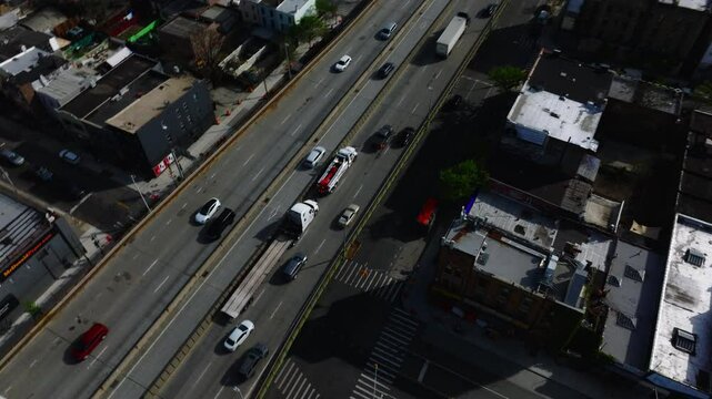 Aerial View of BQE Through Greenwood Heights, Brooklyn (ProRes 422HQ)