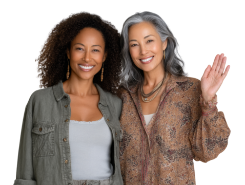 Heartfelt Moment Between Two Generations of Women Captured in a Warm Embrace with Natural Light Surroundings