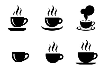 Coffee cups with steam hot drink beverage collection