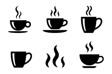 Coffee cup vector icons set hot drink beverages