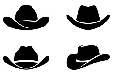 Cowboy hats vector illustration silhouette set