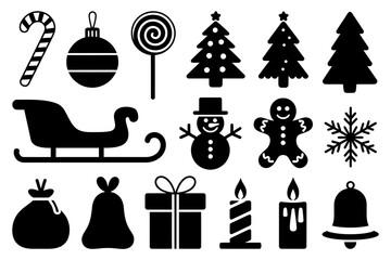 Christmas holiday vector icons silhouette design