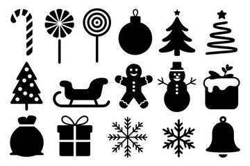 Christmas holiday silhouette vector icon set art