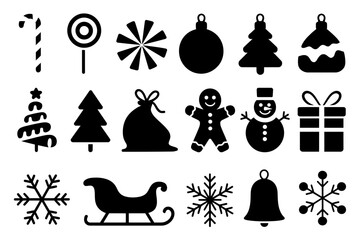 Christmas holiday silhouette vector icon set design