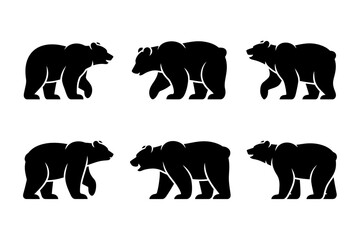Black bear silhouette collection vector design