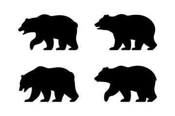 Fototapeta premium Four bear silhouettes walking animal wildlife art