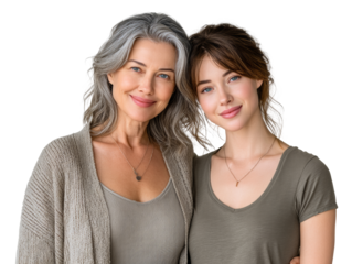 A Beautiful Bond: A Young Woman Embraces Her Elderly Mother in a Heartwarming Moment of Affection Under Soft Natural Light