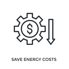 Save Energy Costs Icon Outline Style. Vector Illustration For Graphic Design