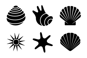 Seashells and sea life vector icons graphic design
