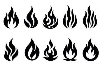 Flame Icons Collection for Fire Energy Heat Burn Power