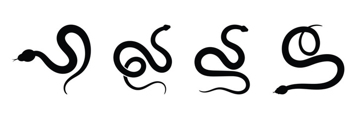 Snake silhouette, Snake icon vector illustration, Reptile snake icon in vector format, Simple snake logo icon