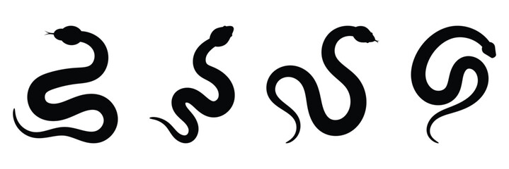 Naklejka premium Snake silhouette icon, Minimal vector Symbol of a serpent snake vector, reptile icon, minimal snake, wildlife icon, animal icon, vector illustration